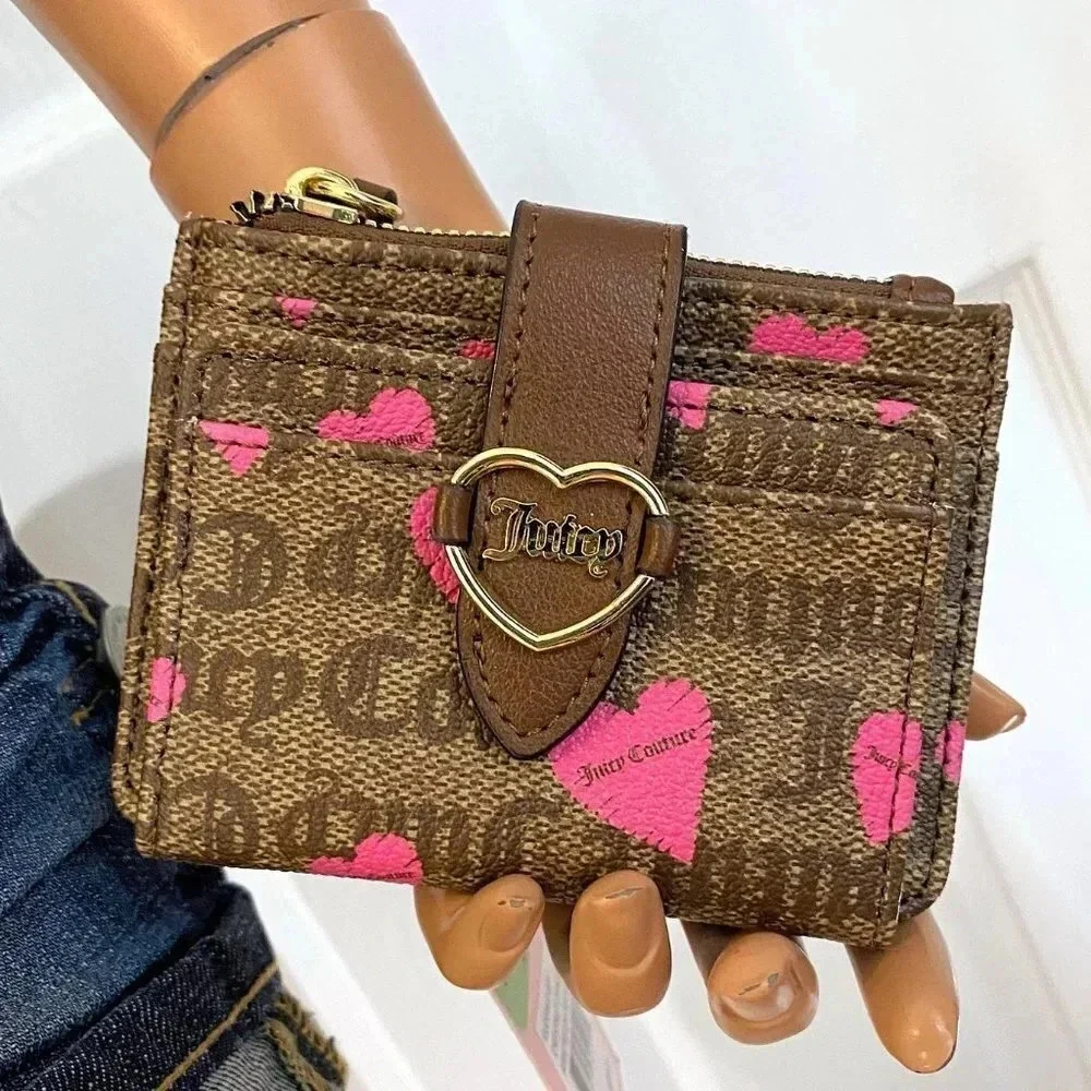 Juicy Couture Addicted To Love Heart Print Tab ID Card Case NWT